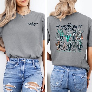 Simply Sage Market Women's Monster Mash Front and Back Short Sleeve Garment Dyed Tee - 1 of 4