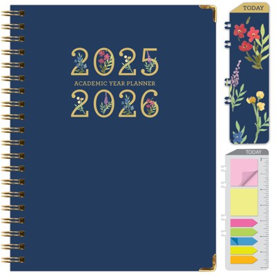 Global Printed Products Hardcover AY 2025-2026 Fashion Planner - 8.5"x11" (Navy Gold Numbers)