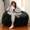 Jaxx Saxx 4ft - Large Round Bean Bag for Adults - Made in the USA - Luxuriously Soft Plush Faux Fur, Black - 3 of 4