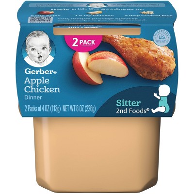 Gerber Sitter 2nd Foods Apple and Chicken Baby Meals Tubs - 2ct/8oz