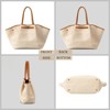 FATMOON Women's Straw Tote Bag for Dumpling Purse Summer Beach Shoulder Bag Large Capacity Handbag with Leather Top Handles - Off white - 4 of 4