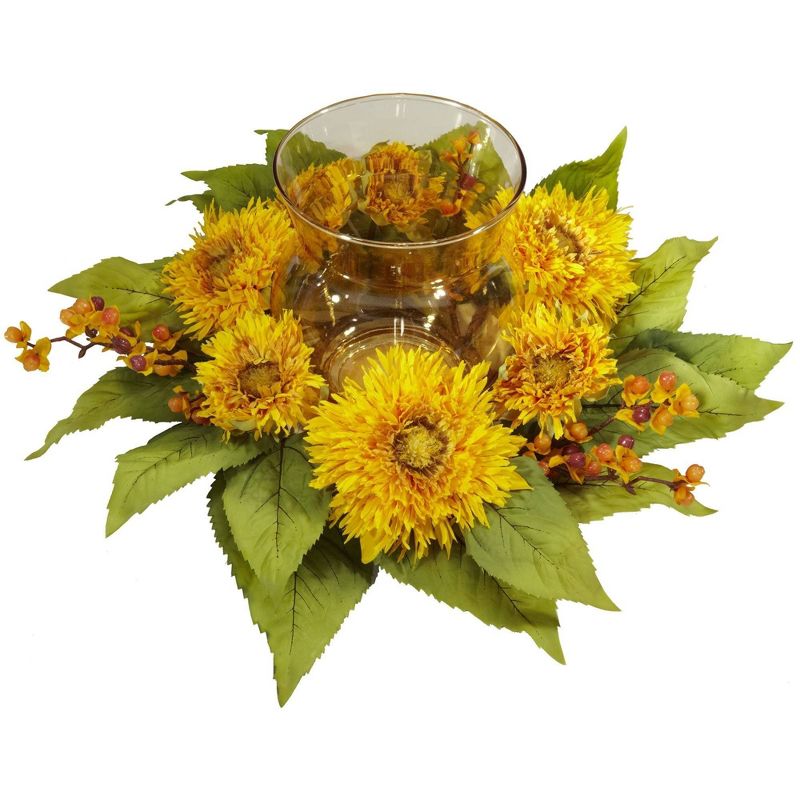 Nearly Natural 7.5-in Golden Sunflower Candelabrum Silk Flower Arrangement, 2 of 3