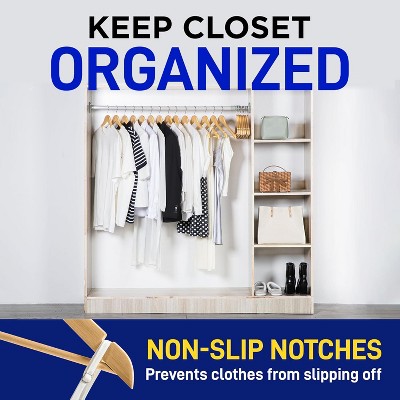 Lifemaster Natural Maple Wooden Suit Hangers with Swivel Hook, 50 Pack