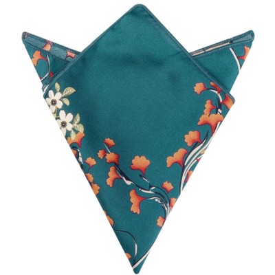 Elerevyo Men's Floral Print Soft Wedding Party Pocket Squares 1 Pcs 11.8"×11.8"