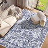 Vintage Floral Printed Distressed Rug for Living Room Retro Thin Washable Area Rugs for Bedroom Low Pile Non Slip Ultra Soft Carpet - 3 of 4