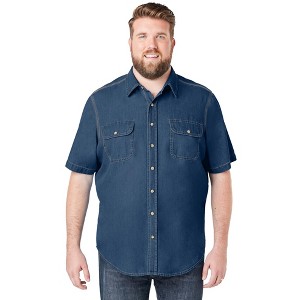 Boulder Creek by KingSize Short Sleeve Denim And Twill Shirt - 1 of 4