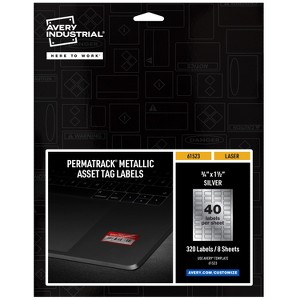 Avery PermaTrack Metallic Asset Tag Labels, 3/4" x 1-1/2", 320 Asset Tags (61523) - 1 of 4