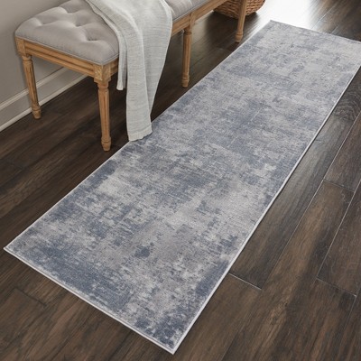 Abstract Urban Loft 2'2" x 7'6" Hand-Knotted Gray Synthetic Rug