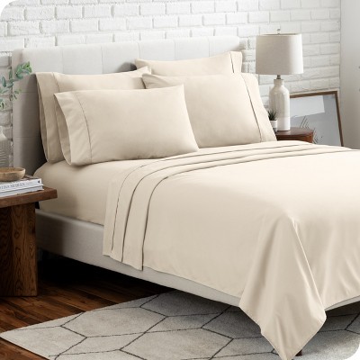 Split King Sand Microfiber Deep Pocket Sheet Set