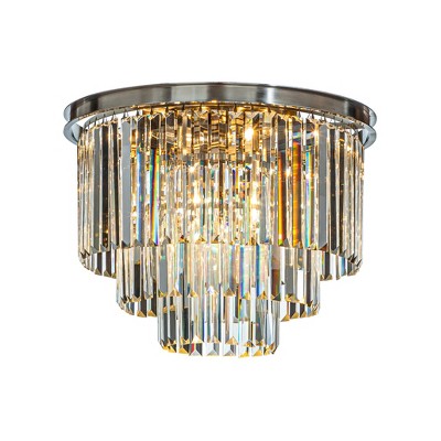 ALOADECOR 6-Lights Modern 3-Tier Round Crystal Flush Mount Ceiling Light with Crystal Accent