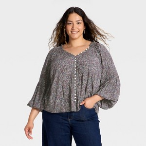 Women's Balloon Long Sleeve Button-Down Blouse - Universal Thread™ - 1 of 3