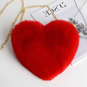 Boersma Plush Heart Shoulder Bag for Women – Soft Chain Crossbody Purse, Valentine's Day Party Clutch, Cute Furry Handbag Gift - 1 of 4