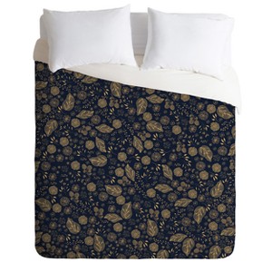 Navy Floral Iveta Abolina Crystalline Water Duvet Cover - Deny Designs - 1 of 4