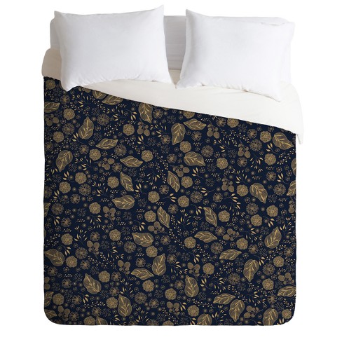 Navy Floral Iveta Abolina Crystalline Water Duvet Cover Deny