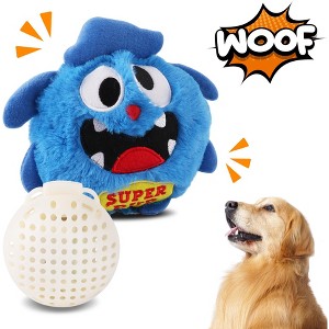 Petbobi Dog Toys Interactive Plush Giggle Ball Squeak Crazy Bouncer Toy for Pets, Blue - 1 of 4