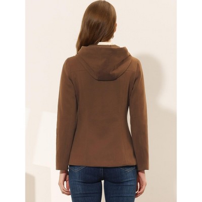 INSPIRE CHIC Women's Casual Winter Outwear Hooded Button Toggle Duffle Coat Small Dark Brown — фото 4
