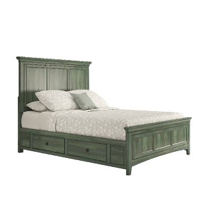Martha Panel Platform Bed with Two Sides of Storage Queen Size Deep Aqua - Inspire Q, Deep Blue