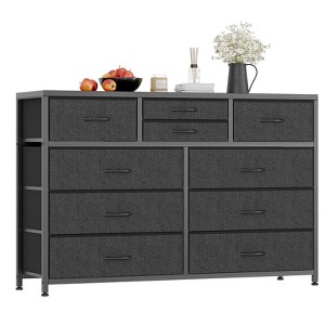 Jojoka Fabric Dresser with 10 Drawers, TV Stand Entertainment Center Fabric Storage Dressers Drawers, Steel Frame, Wood Top - 1 of 4