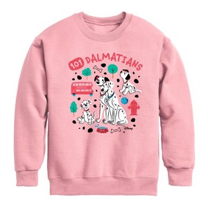 Boys' - 101 Dalmatians - Collage of Dalmatian Family Graphic Long Sleeve Fleece Sweatshirt - 1 of 3