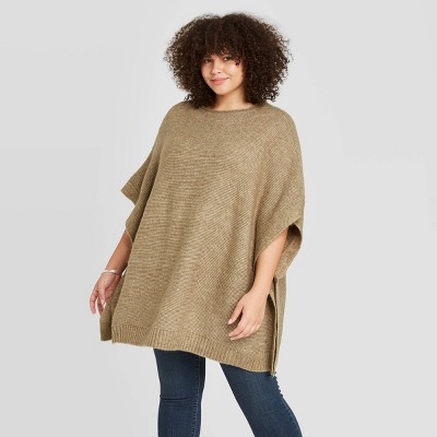 women's plus poncho sweater