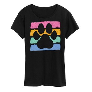 Women's - Instant Message - Negative Space Paw Print Short Sleeve Graphic T-Shirt - 1 of 4