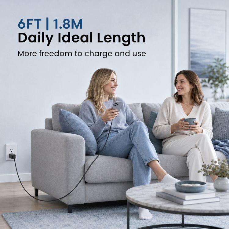 Emerald 6ft Braided USB-A to USB-C (Type-C), Fast Charging & Data Syncing Cable, 5 of 8