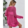 Women Crochet Lightweight Cardigan Cover Up Open Front Long Sleeve Summer Cardigans - 4 of 4