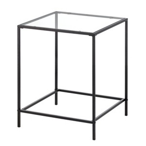 mDesign Metal and Glass Top Rectangle Accent Coffee Table Furniture Unit - Black - 1 of 4