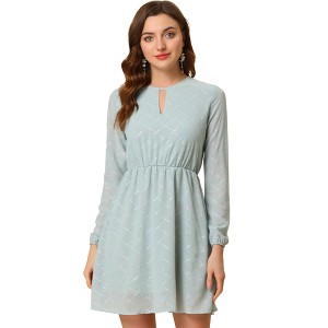 INSPIRE CHIC Women's Choker V Neck Vintage Flared Gilding Metallic Shiny Star A-Line Dress - 1 of 4
