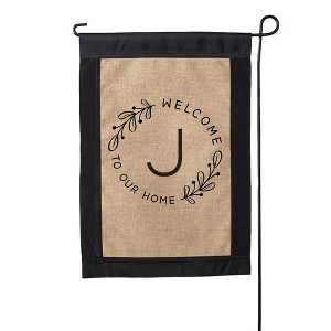 Personalization Mall Welcome Wreath Personalized Letter Burlap Garden Flag - 1 of 1