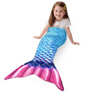 Catalonia Kids Flannel Blanket Mermaid Tail, Ultra Soft Plush Sleeping Bag Snuggle Blanket for Girl Toddlers, Cozy Gift - 1 of 4