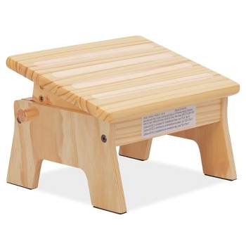 Dream On Me Ease-Up Adjustable Nursing Footrest In Natural, Made Of Sturdy Pinewood, Lightweight, Easy To Assemble