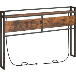 MaseiKar Headboard Queen Size, Headboard with 2 Outlets and 4 USB Ports, Adjustable Height, Storage Rack, Sturdy and Stable, Easy Assembly, Brown - 1 of 4