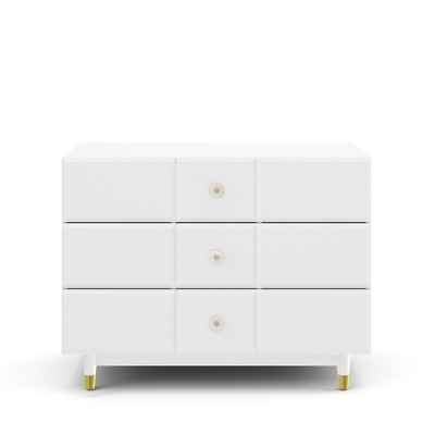 Max & Finn Aviary 3-Drawer Dresser with Gold Hardware, White