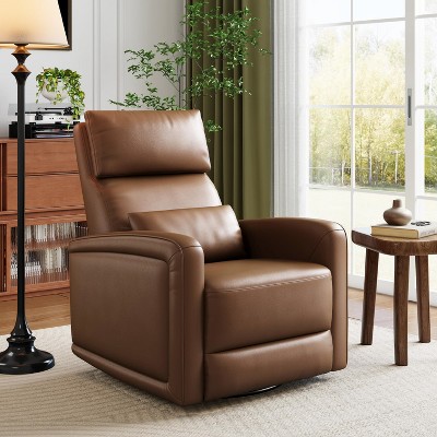 Manual Reclinder, 360¡ã Swivel Rocking Glider Reclinder Chair, Soft Faux Leather Upholstered Sofa Chair with Ergonomic Backrest for Adults