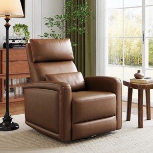 Manual Reclinder, 360¡ã Swivel Rocking Glider Reclinder Chair, Soft Faux Leather Upholstered Sofa Chair with Ergonomic Backrest for Adults - 1 of 4