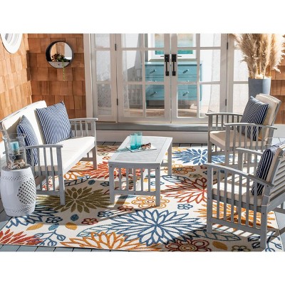 Gray Acacia Wood 3-Person Outdoor Set with Beige Cushions