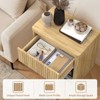Huxxion Fluted Nightstand with Drawer, Large Wood Night Stand with Storage, for Bedroom Living Room Office, Natural Wood - 3 of 4
