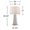 360 Lighting Modern Table Lamp with USB and AC Power Outlet Workstation Charging Base 25.75" High Hammered Silver Leaf Drum Shade Living Room - 4 of 4