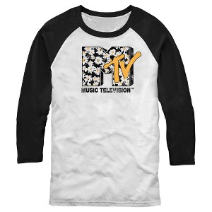 Men's MTV Floral Print Logo Baseball Tee - 1 of 4
