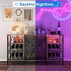 Wine Rack and Glass Holder, Farmhouse Wine Bar Cabinet, Industry Coffee Bar with Led Light, Metal Sideboard and Liquor Table Cabinet with Mesh Door - 4 of 4