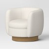 Upholstered Barrel Swivel Accent chair with Wood Base Cream -Threshold™ - 2 of 4