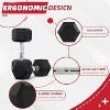 Rubber Encased Hex Dumbbell Set, Cast Iron Weights with Anti-Slip Grip for Home Gym Strength Training - 3 of 4
