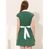 Allegra K Women's Vintage Button Down Flat Collar Belted Office Mini Shirt Dress - 4 of 4