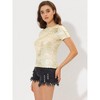 Allegra K Women's Party Metallic Short Sleeve Textured Shiny T-shirts - 3 of 4