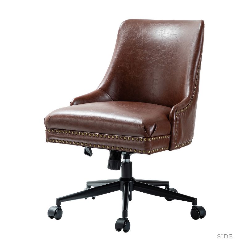 Xavier Faux Leather Office Task Chair with Nailhead | Karat Home, 1 of 12