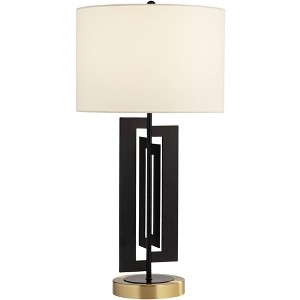 Pacific Coast Lighting Razor 25" High Rectangular Modern Table Lamp Black Finish Metal Single White Shade Living Room Bedroom Bedside Nightstand House - 1 of 4