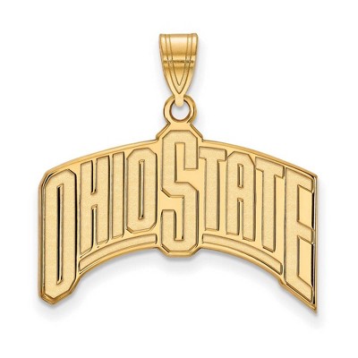 Black Bow Jewelry 14k Yellow Gold Plated Sterling Silver Ohio State Buckeyes NCAA Extra Large Pendant
