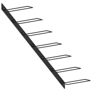 vidaXL Wall-Mounted Metal Wine Rack - Classic Black - Holds 7 Bottles - Modern Design - Durable and Easy-to-Maintain for Wine Lovers - 1 of 4