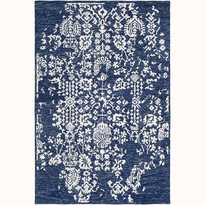 Mark & Day Cesena 5'x7'6" Rectangle Tufted Indoor Area Rugs Dark Blue: Wool, Stain-Resistant, Handmade, Botanical Pattern